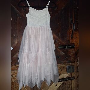 Charming Pink and White Kids Formal Dress
